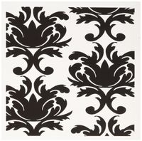 3dRose Greeting Cards, 6 x 6 Inches, Pack of 12, Large Elegant Black and White Damask Pattern (gc_116425_2)