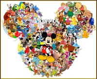 Disney Character Collage - For Dark-Colored Materials - Iron On Heat Transfer 8" x 6.5"