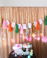 TRLYC Shiny 8FT x 8FT Rose Gold Sequin Wedding Backdrop Sequin Curtain -8FT x 8FT
