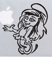 80'S CARTOON SMURFETTE VINYL STICKERS SYMBOL 5.5" DECORATIVE DIE CUT DECAL FOR CARS TABLETS LAPTOPS SKATEBOARD - BLACK