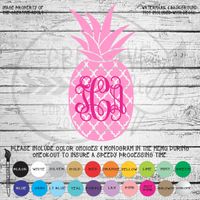 Quatrefoil Pineapple Monogram Vinyl Die Cut Decal Sticker for Car Laptop etc. MGM749