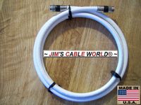 JIM'S CABLE WORLD (4' Foot) White Digital HD Quality 75 Ohm RG~6 Tri-Shield Coaxial (Coax) Cable Hand Crafted and Made in The USA