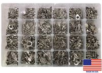 1200 Piece High Temperature Non-Insulated Crimp Wire Terminals Assortment Kit - Electrical Ring Fork Spade Butt Splice Connectors & Quick Disconnect
