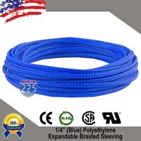 225FWY 100 FT 1/4" 6mm Blue Expandable Wire Cable Braided Sleeving Sheathing Loom Tubing US