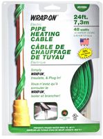 WRAP-ON Pipe Heating Cable - 24-Feet, 120 Volt, Built-in Thermostat, Low Wattage - 31024