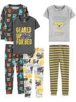 Simple Joys by Carter's Boys' Toddler 6-Piece Snug Fit Cotton Pajama Set, construction, 4T