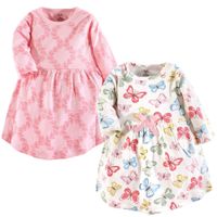Touched by Nature Girls, Toddler, and Baby Organic Cotton Short-Sleeve Dresses, Butterflies, 9-12 Months