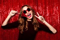 Iridescent Red Foil Fringe Curtains 3 x 8 Feet Metallic Tinsel Photo Booth Props 3 Pack Valentines Day Party Supplies for Wedding Birthday Baby Shower Party Decorations