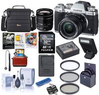 Fujifilm X-T3 26.1MP Mirrorless Camera with XF 18-55mm f/2.8-4 R LM OIS Lens, Silver - Bundle with Case, 32GB SDHC Card, 58mm Filter Kit, Cleaning Kit, Memory Wallet, Card Reader, Mac Software Pack