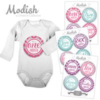 12 Monthly Baby Stickers, Silver {Faux Glitter}, Pink, Purple, Teal, Baby Girl, Baby Belly Stickers, Baby Month Stickers, First Year Stickers Months 1-12, Chevron, Stripes, Polka Dots, Quatrafoil, Girl
