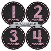 Baby Monthly Milestone Stickers | Baby Month Stickers for Girl | Baby Monthly Stickers for First Year | Chalkboard (Style 429)