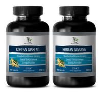 Brain Memory Supplements - Korean Ginseng 350MG EXTACT - panax red Ginseng Powder - 2 Bottles (120 Capsules)