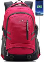School Backpack with USB Charging Port Travel College Student Business Casual Large Durable Daypack Bookbag for Women Men fits 15.6 inch Laptop (Pink)