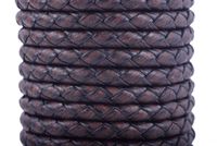 KONMAY 2 Yards 4.0mm Antique Brown Genuine Leather Braided Bolo Leather Cord