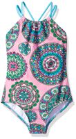 Kanu Surf Girls' Big Beach Sport Halter One Piece Swimsuit, Jasmine Pink, 12