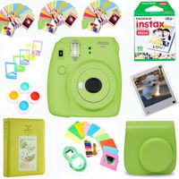 Fujifilm Instax Mini 9 Film Camera (Lime) + Film Pack(10 Shots) + Photix Pleather Case + Filter Kit + Selfie Lens + Album + Self-Standing, Hanging Frames&Stick-on Frames Exclusive Instax Design Bundle