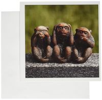 3dRose 3 Monkeys, Hear, See, Speak No Evil - Greeting Cards, 6 x 6", Set of 6 (gc_112680_1)