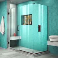 DreamLine Unidoor Plus 60 in. W x 34 3/8 in. D x 72 in. H Frameless Hinged Shower Enclosure in Oil Rubbed Bronze, SHEN-24600340-06