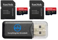 SanDisk 128GB Micro SDXC Extreme Pro Memory Card (2 Pack) Works with GoPro Hero 8 Black, Max 360 Action Cam U3 V30 4K A2 Class 10 (SDSQXCY-128G-GN6MA) Plus 1 Everything But Stromboli (TM) Card Reader