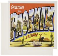 3dRose Greetings From Phoenix Arizona with Cowboy on a Horse with Lasso and Scenes of the City - Greeting Cards, 6 x 6 inches, set of 6 (gc_160716_1)