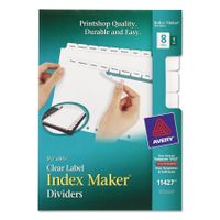 Avery 8-Tab Mini Binder Dividers, 5.5" x 8.5", Easy Print & Apply Clear Label Strip, White Tabs, 1 Set (11427)