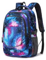Backpack for School Bookbag College Student Travel Business Hiking Fit Laptop Up to 15.6 Inch Lightweight Night Light Reflective (Galaxy)