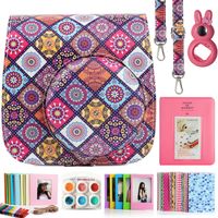 CAIUL Compatible Mini 9 Camera Case Bundle with Album, Filters Other Accessories for Fujifilm Instax Mini 9 8 8+ (Square Garden, 7 Items)