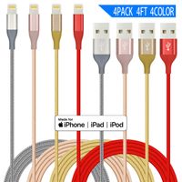 IDiSON 4Pack 4Color 4ft Apple MFi Certified iPhone Lightning Cable Braided Nylon Fast Charger Cable Compatible iPhone 11 Pro X XR XS MAX 8 Plus 7 6s 5s 5c Air iPad Mini iPod (4Color 4Pack)