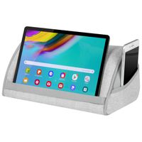 LapGear Heritage Tablet Pillow Stand with Phone Pocket - Gray Herringbone - Fits Most Tablets - Style No. 35608