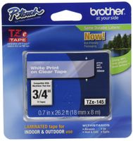 Brother Genuine P-Touch TZE-145 Tape, 3/4" (0.7") Standard Laminated P-Touch Tape, White on Clear, Laminated for Indoor or Outdoor Use, Water-Resistant, 26.2 ft (8 m), Single-Pack