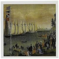 3dRose The New York Yacht Club Regatta by Charles Parsons and Lyman Atwater - Greeting Cards, 6 x 6 inches, set of 12 (gc_126822_2)