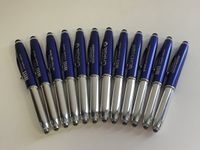 12 Lot Misprint 3-in-1 LED Light Pen, Soft Tip Stylus Combo, Blue