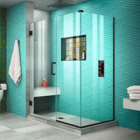 DreamLine Unidoor Plus 48 1/2 in. W x 34 3/8 in. D x 72 in. H Frameless Hinged Shower Enclosure in Oil Rubbed Bronze, SHEN-24485340-06