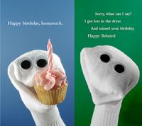 Quiplip Sock Em's Birthday 6) Greeting Cards