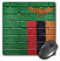 3dRose LLC 8 x 8 x 0.25 Inches Mouse Pad, National Flag of Zambia Painted on Brick Wall (mp_157016_1)