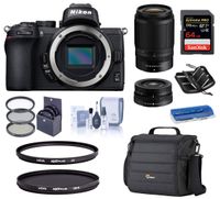 Nikon Z 50 DX-Format Mirrorless Camera Body with NIKKOR 16-50mm f/3.5-6.3 and 50-250mm F/4.5-6.3 VR Lens, Filter Bundle with Hoya 62mm UV and CPL Filter, Case, 64GB SD Card, and Accessories