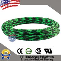 100 FT 1/4" 6mm Black Green Expandable Wire Cable Braided Sleeving Sheathing Loom Tubing US