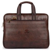 Vegan Leather Briefcase for Men Computer Bag Expandable Laptop Bag Retro Business Travel Messenger Bag for 14 Inch Laptop Size Brown