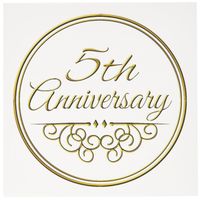 3dRose 5th Anniversary gift - gold text for celebrating wedding anniversaries - Greeting Cards, 6 x 6 inches, set of 12 (gc_154447_2)