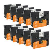 WonderTec 10 Pack for Brother P-touch Cube PT-D600 PT-H110 PTD400AD PT-D210 Label Maker Standard Laminated TZ231 tze231 0.47 Inch (12mm) x 26.2 Feet (8m) Black on White Standard Laminated Tape TZ-231