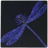 3dRose LLC 8 x 8 x 0.25 Inches Mouse Pad, Neon Purple Dragonfly on Black (mp_157526_1)