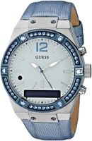 GUESS Women's Stainless Steel Connect Smart Watch - Amazon Alexa, iOS and Android Compatible iOS and Android Compatible, Color: Blue Denim (Model: C0002M5)