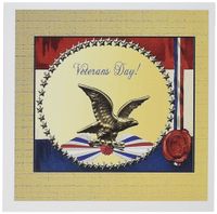 3dRose Veterans Day Bronze Eagle with Gold Stars and Patriotic Banner Greeting Cards, Set of 12 (gc_192599_2)