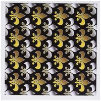 3dRose Gold and Silver Colored Fleur De Lis Pattern Black Background Greeting Cards, Set of 6 (gc_171861_1)