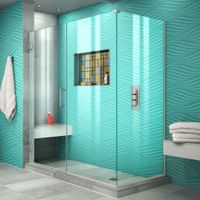 DreamLine Unidoor Plus 58 1/2 in. W x 34 3/8 in. D x 72 in. H Frameless Hinged Shower Enclosure in Brushed Nickel, SHEN-24585340-04