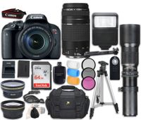 Canon EOS Rebel T7i DSLR Camera with Canon EF-S 18-135mm f/3.5-5.6 is STM Lens + Canon EF 75-300mm f/4-5.6 III Lens + 500mm f/8 Preset Lens + Accessory Bundle
