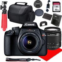 Canon EOS Rebel T100 DSLR Camera w/Canon EF-S 18-55mm F/3.5-5.6 III Zoom Lens + 32GB SD Card + More