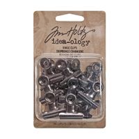Tim Holtz Idea-ology Hinge Clips, Antique Satin Nickel Finish, Pack of 15 Miniature Metal Bulldog Clips, 7/8 x 7/8 Inch, TH92692