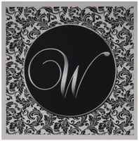 3dRose Letter W - Black and White Damask - Greeting Cards, 6 x 6 inches, set of 6 (gc_38772_1)