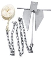 WindRider 8.5lb Boat Anchor Kit | Fluke Style | 6ft Galvanized Chain | 75ft 3/8in Line Spliced with Shackles | 15-24ft Boats
